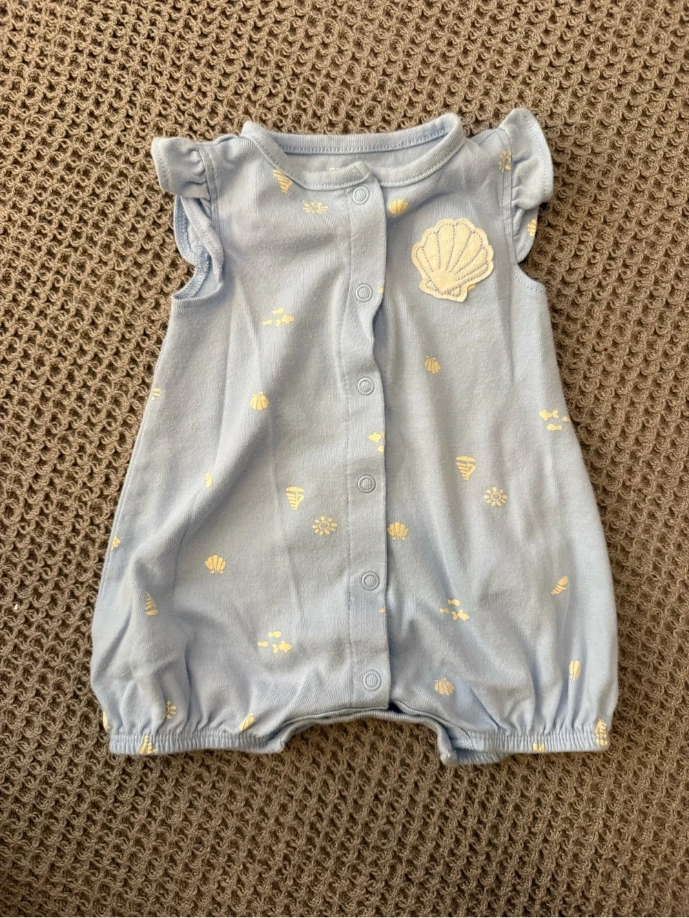 Carters + Burts Bees Baby Girl Bundle  0-3mo, Peach + Light Blue Outfits